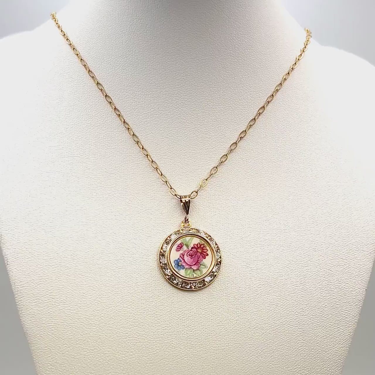 20th Anniversary Wedding Anniversary China Gift, Dainty Gold Crystal Necklace