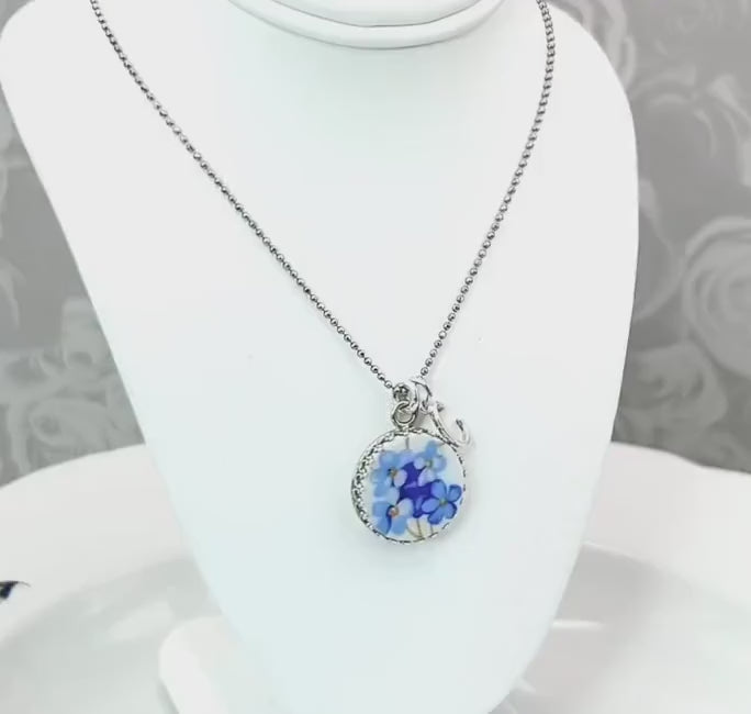 Personalized Gifts for Her, Adjustable Forget Me Not Initial Necklace, Love and Friendship