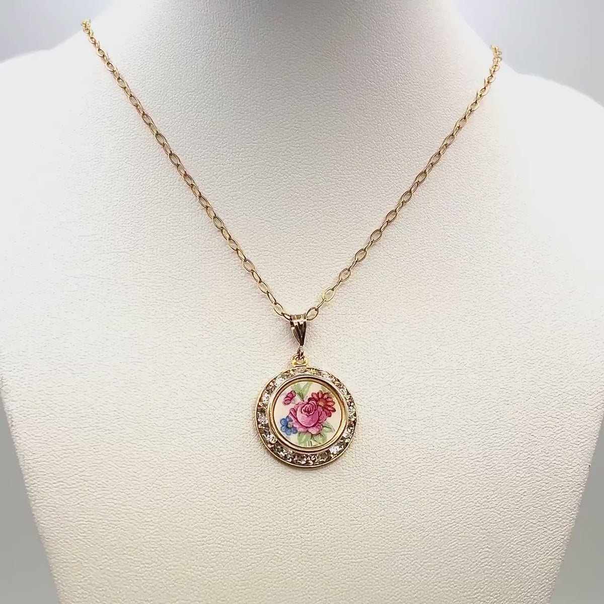 20th Anniversary Wedding Anniversary China Gift, Dainty Gold Crystal Necklace
