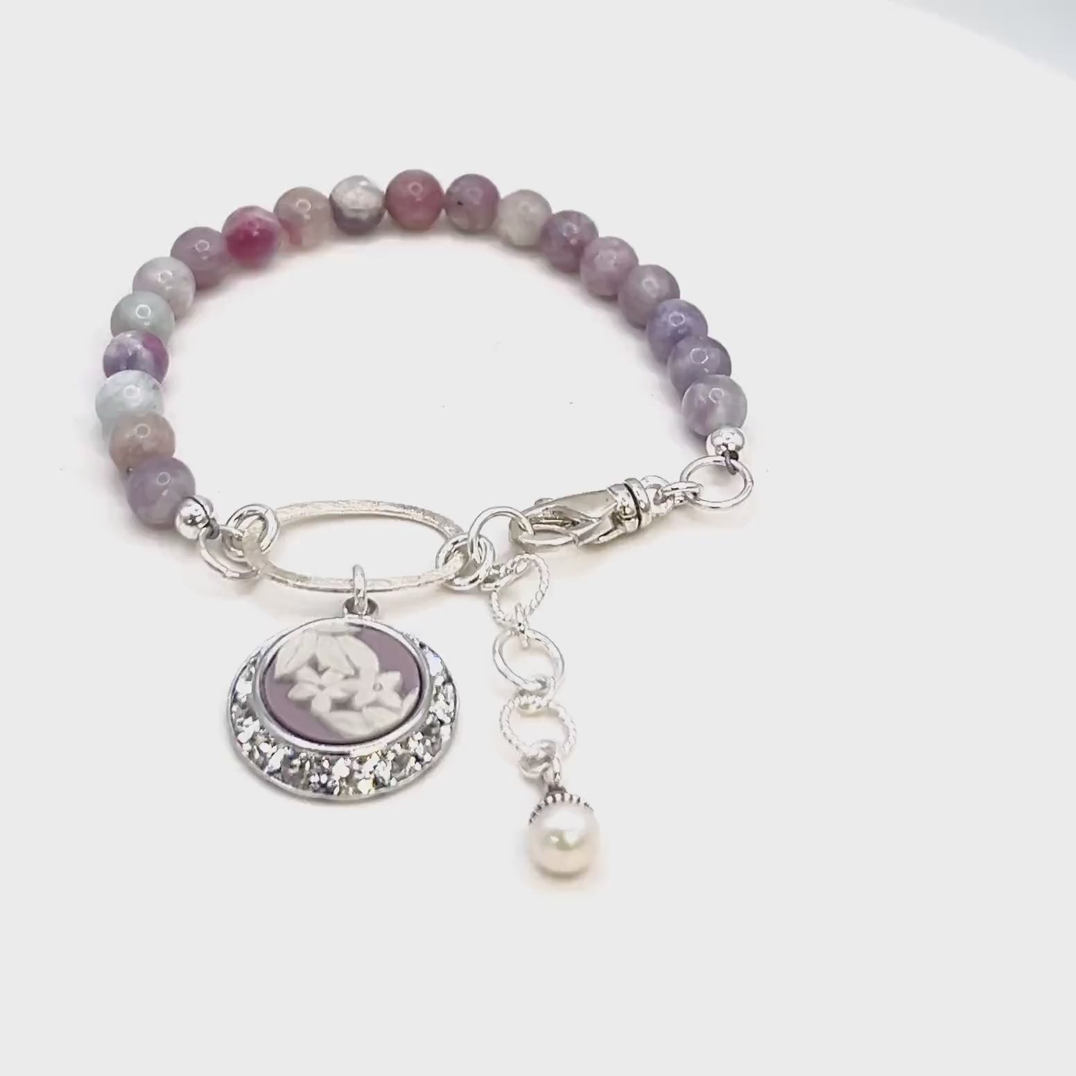 9th Anniversary Pottery Gift for Wife, One-of-a-Kind Bracelet, Lilac Wedgwood Jasperware Jewelry