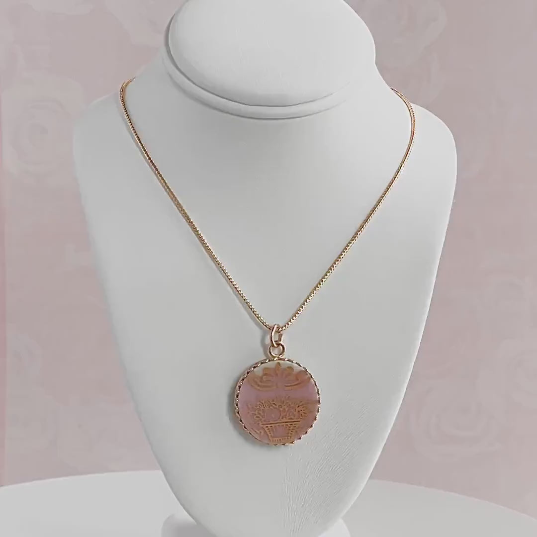 CUSTOM 14k Solid Gold China Necklace, 20th Wedding Anniversary Gifts for Wife, Repurposed Broken China Jewelry Victorian Pendant or Necklace