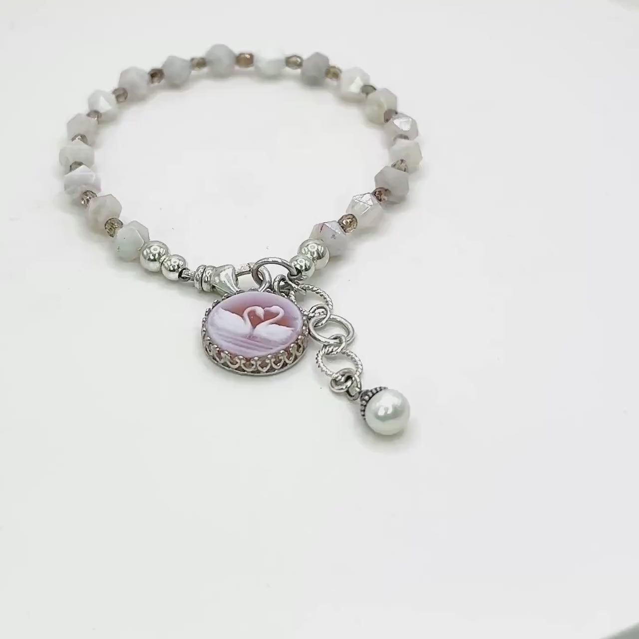 Romantic Jewelry Anniversary Gifts for Her, Gemstone Cameo Bracelet, Gift of Love for Women