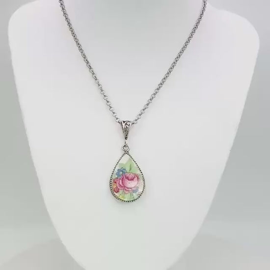 CUSTOM ORDER Teardrop Necklace, 20th Anniversary Gift for Wife, Jewelry Made From Your China