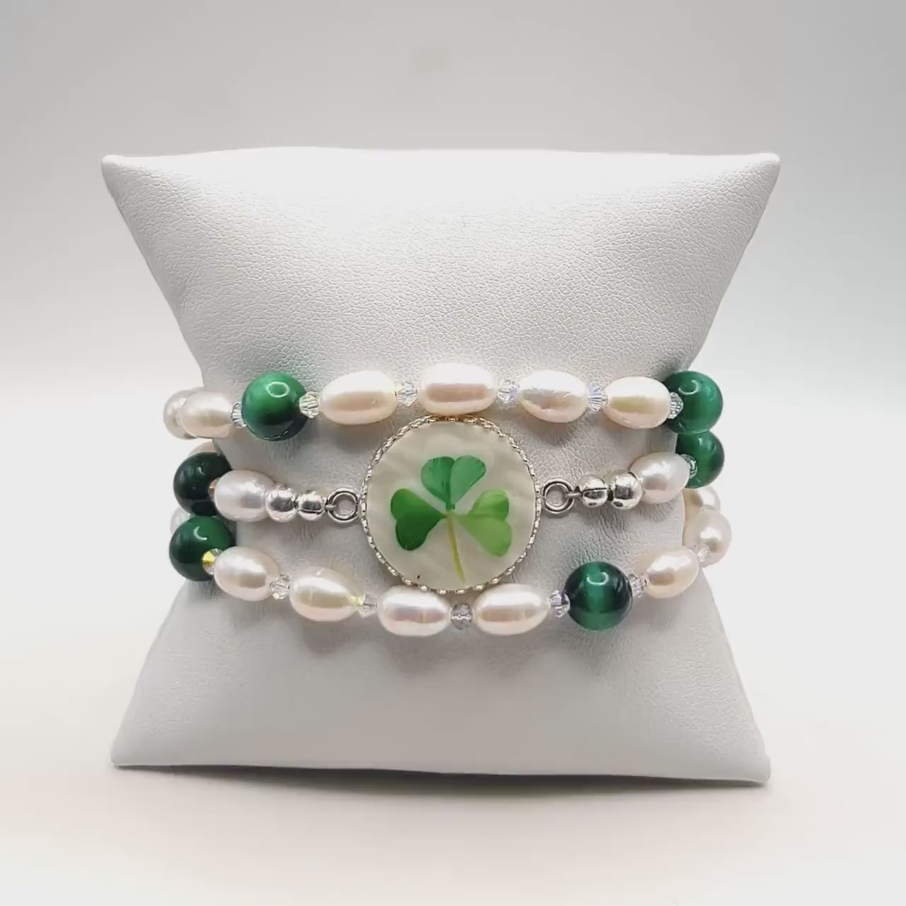 Irish Belleek Broken China Jewelry, Beaded Wrap Bracelet, Unique Celtic Christmas Gifts for Women