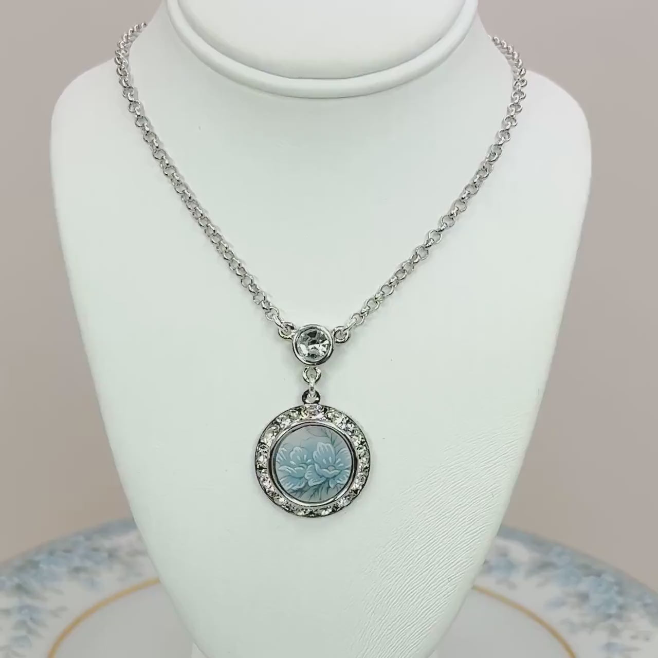 18th Wedding Anniversary Gifts for Wife, Crystal Broken China Jewelry, Vintage Japanese Porcelain