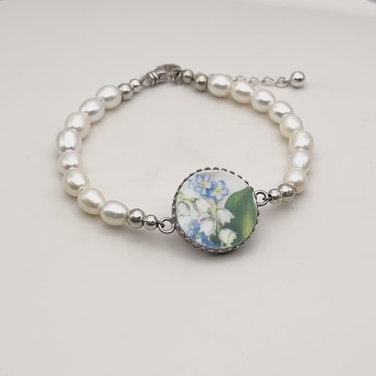 20th Anniversary Gifts for Wife, Lily of the Valley and Forget Me Not China Bracelet