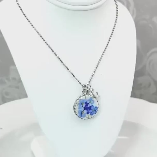 Forget Me Not Initial Necklace, Personalized Friendship Jewelry Gifts, Adjustable and Dainty Name Necklace, Broken China Jewelry