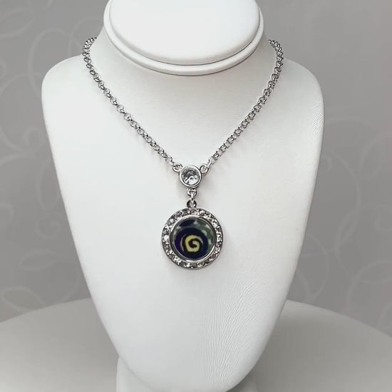 Polish Pottery Necklace, Unique 20th Anniversary Gift for Wife, Dainty Crystal Necklace, Broken China Jewelry, Polish Swirl Necklace