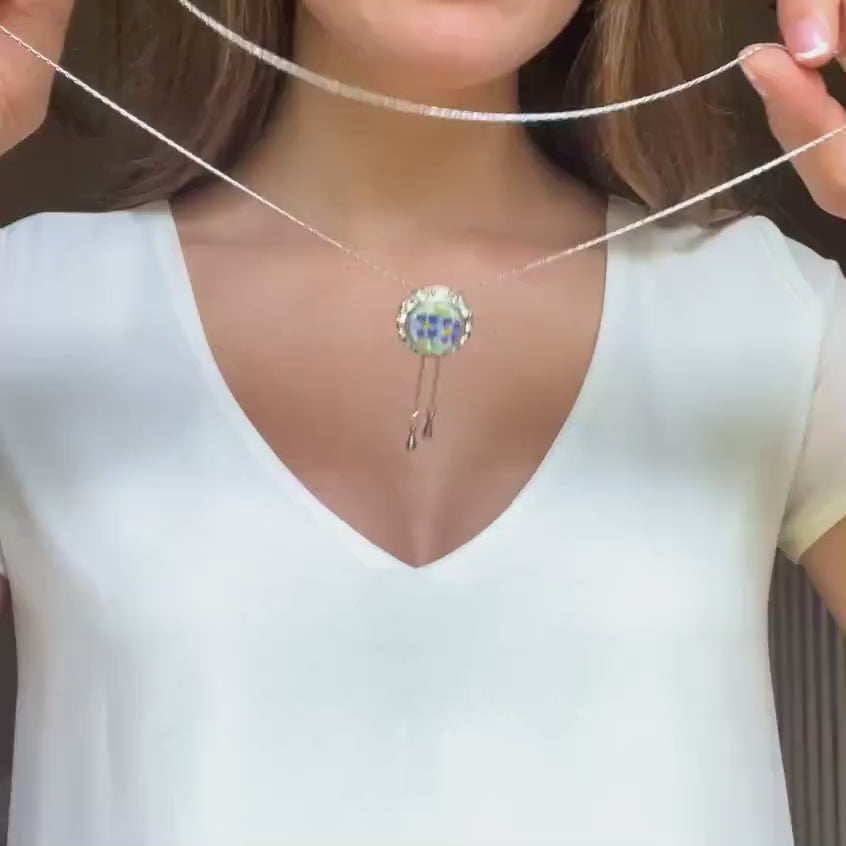 Adjustable Wedgwood Jasperware Necklace, Broken China Jewelry, Long Crystal Lariat, Unique Gifts for Her