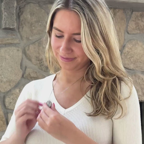 Vintage Blue Flower Photo Locket Necklace, 20th Anniversary Gifts for Wife, Shelley Broken China Jewelry, Sterling Silver