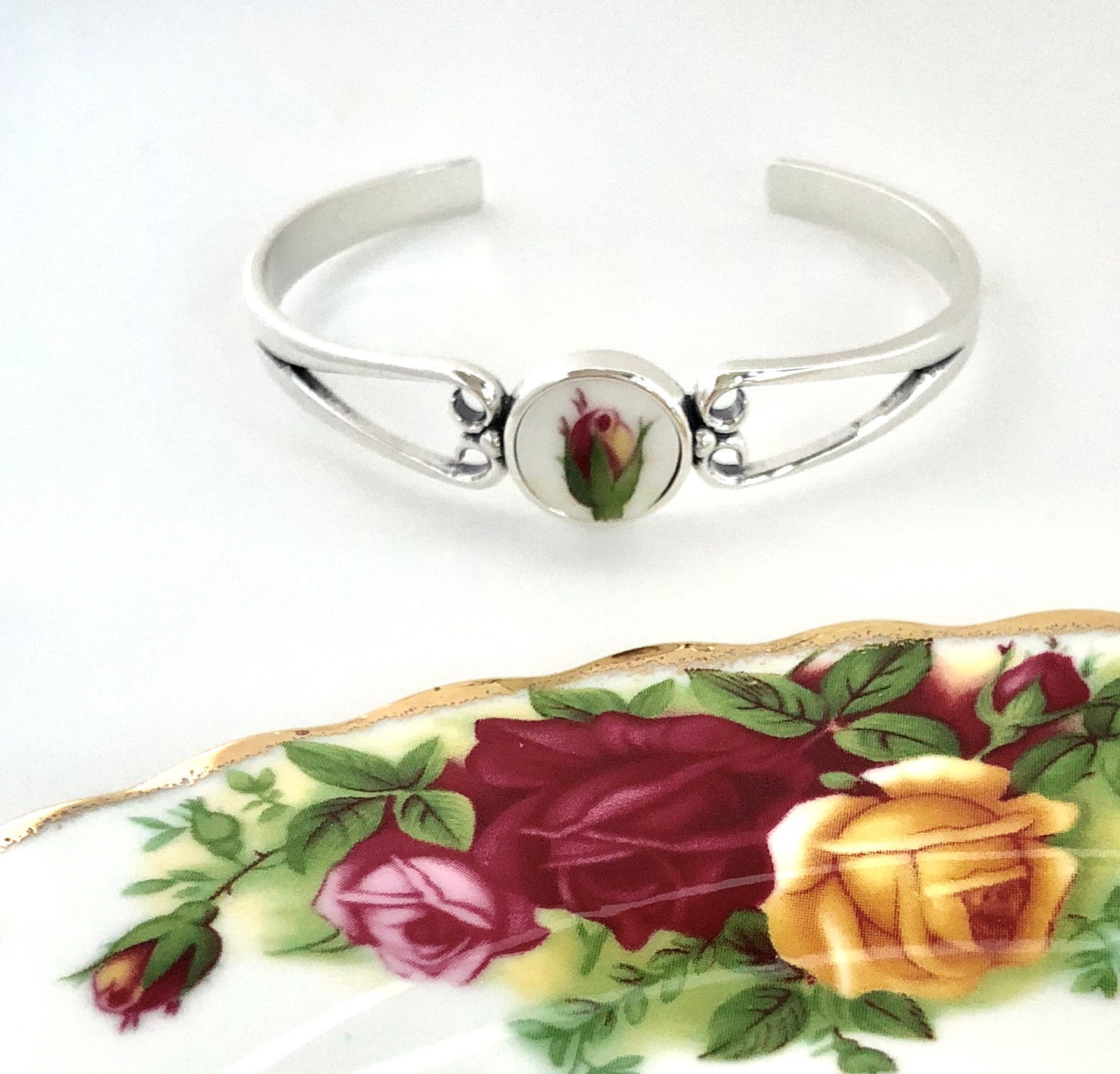 CUSTOM ORDER Silver Cuff China Bracelet, Broken China Jewelry, Custom Jewelry, Mom Gift, Unique Gift for Sister, Made From Your China