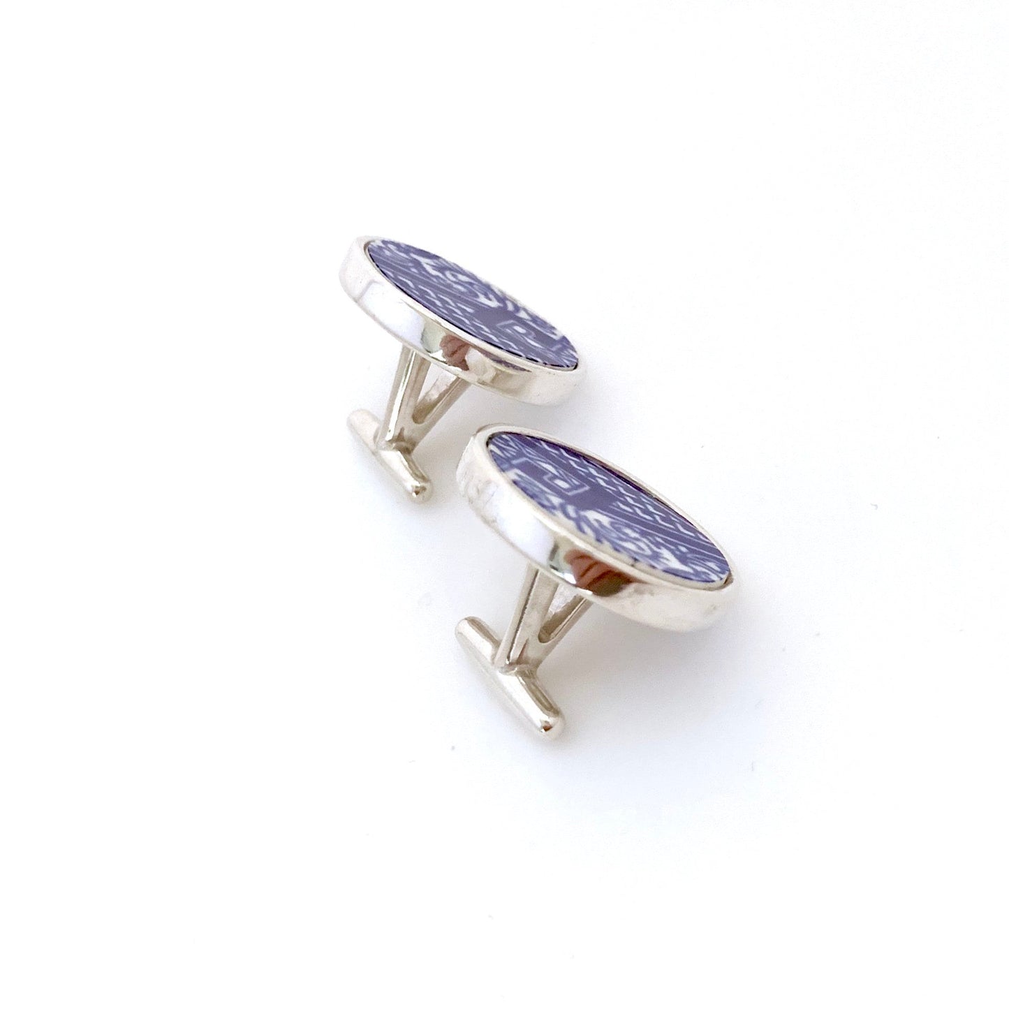 Blue Willow Cufflinks, Broken China Jewelry, Unique Anniversary Gift for Him, Sterling Silver Cuff Links, Gift for Husband