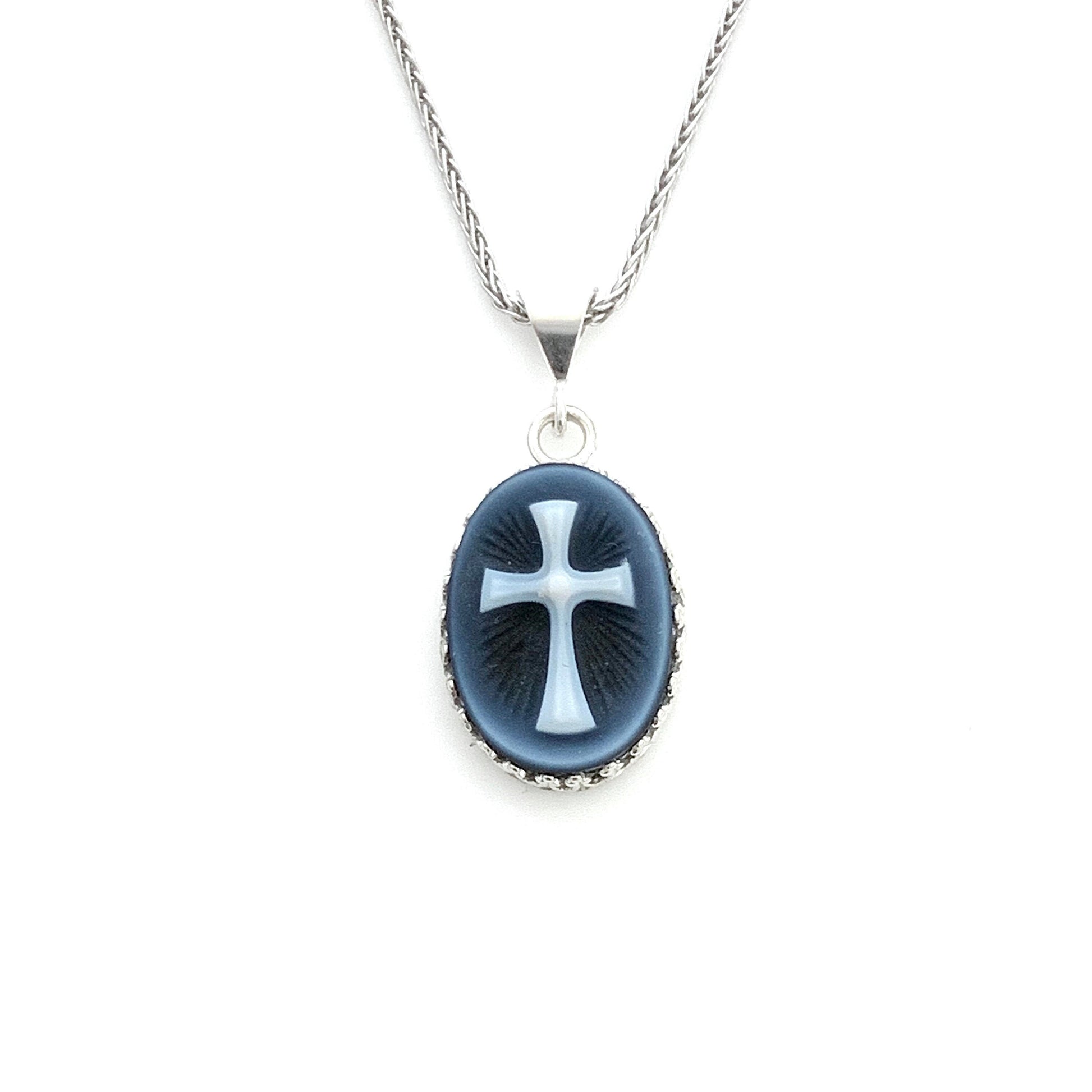 Dainty Cross Cameo Necklace, Christian Jewelry, Religious Jewelry, Unique Gifts for Women