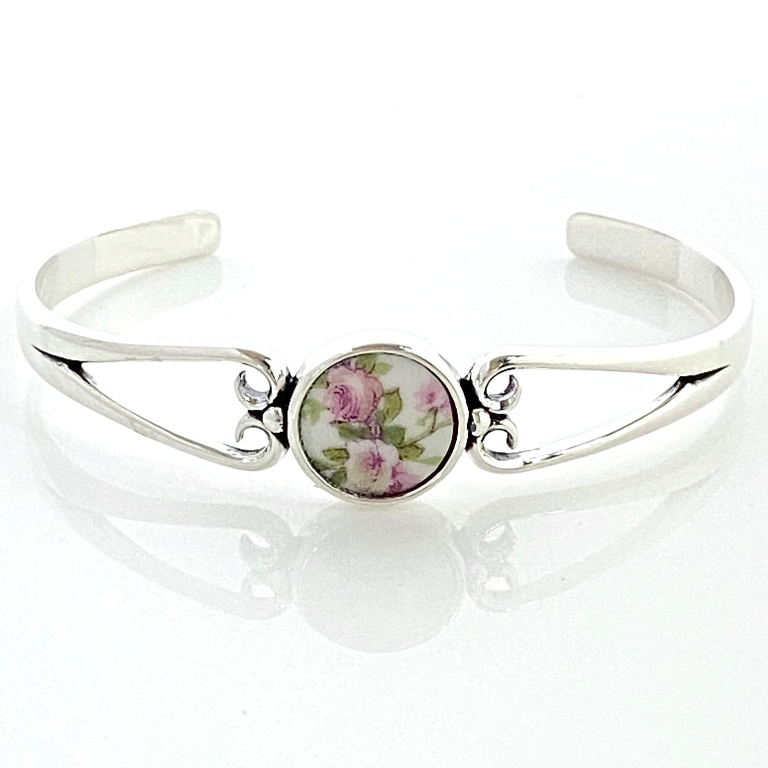 Unique 25th Wedding Anniversary Gift for Wife, French Limoges Sterling Silver Anniversary Bracelet