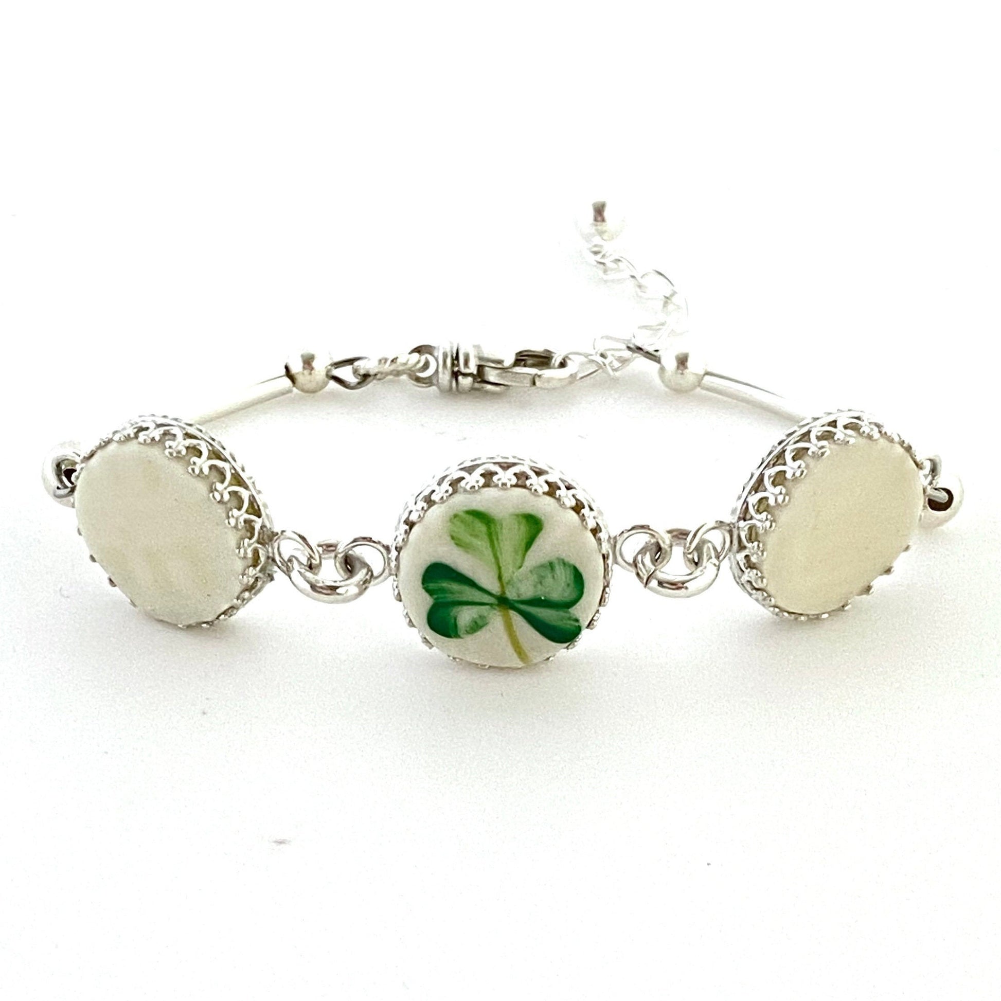 Celtic Bracelet, Irish Belleek Broken China Jewelry, 20th Anniversary Gift for Wife, Irish China Bracelet, Unique Celtic Gifts for Women