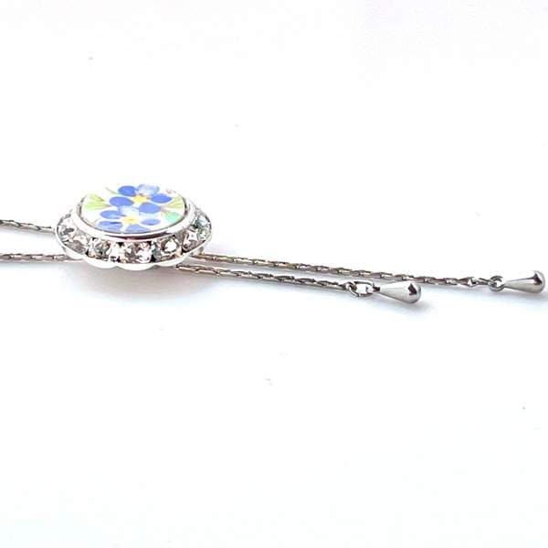 Forget Me Not Adjustable Necklace, Broken China Jewelry, Long Crystal Lariat, Unique Birthday Gifts for Her, Gifts for Women