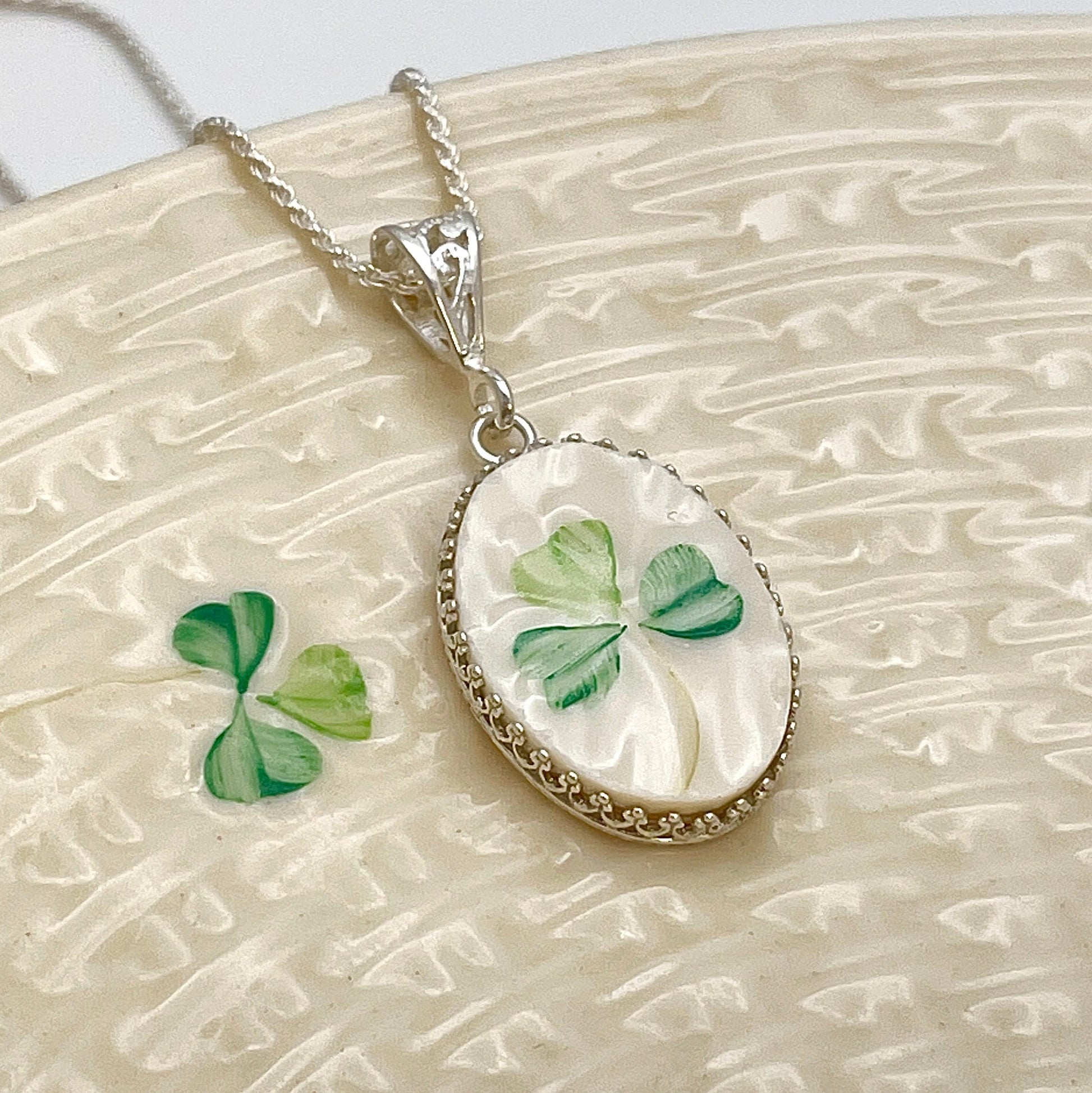 Celtic Necklace, Irish Broken China Jewelry, 20th Anniversary Gift for Wife, Sterling Silver, Belleek China from Ireland, Gifts for Her