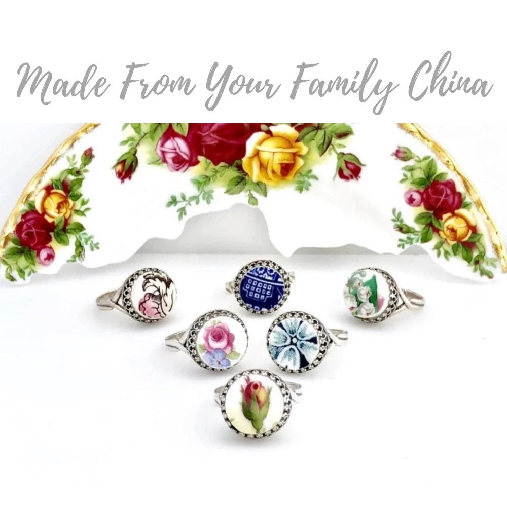 CUSTOM ORDER China Ring Broken China Jewelry Made From Your China Memorial Jewelry Gift In Memory Mom Grandmother Custom Jewelry
