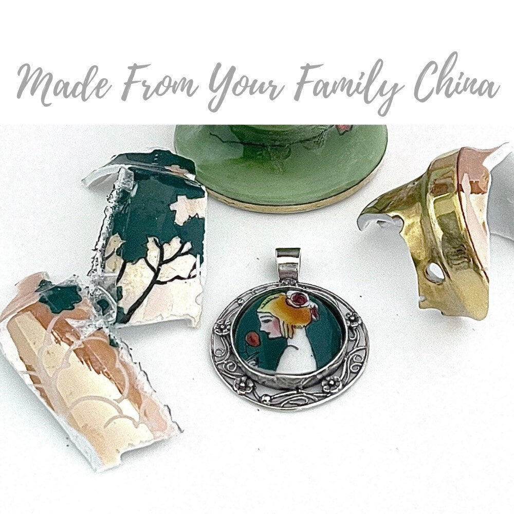 CUSTOM ORDER Filigree China Necklace Broken China Jewelry Memorial Necklace Keepsake Jewelry Gift for Sister Custom Jewelry
