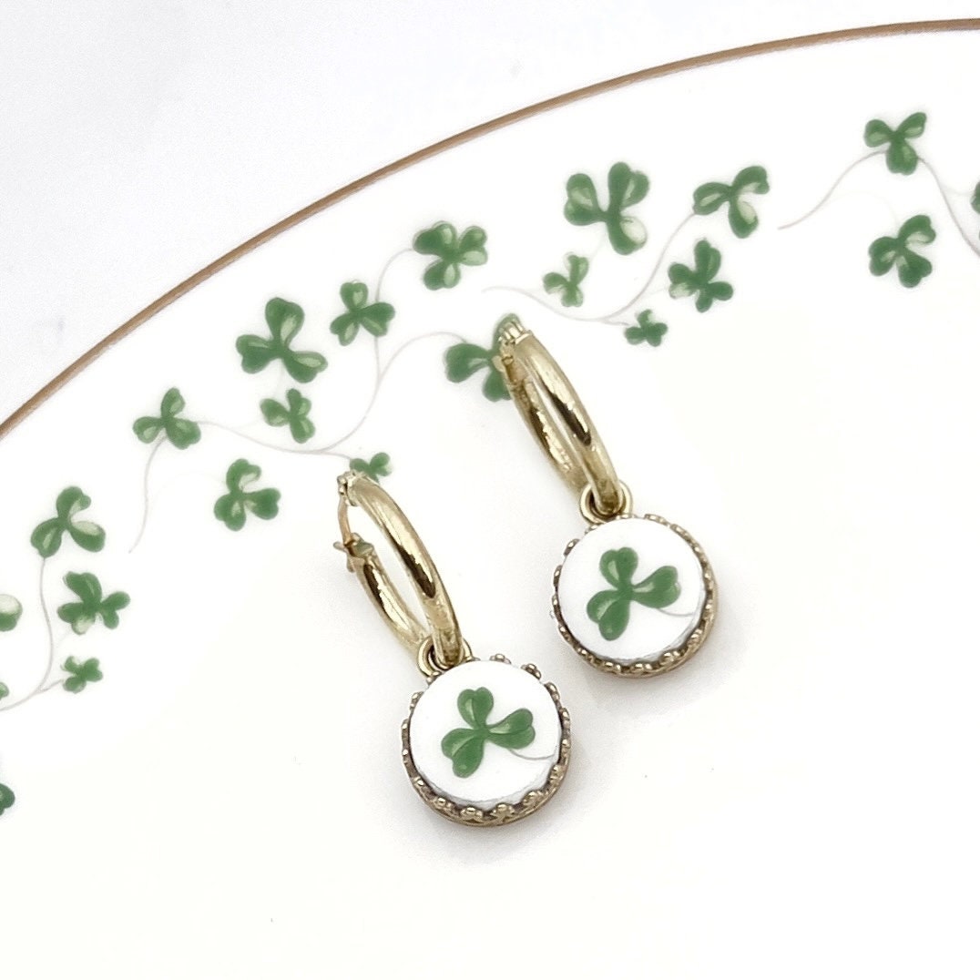 14k Dainty Gold Irish China Earrings