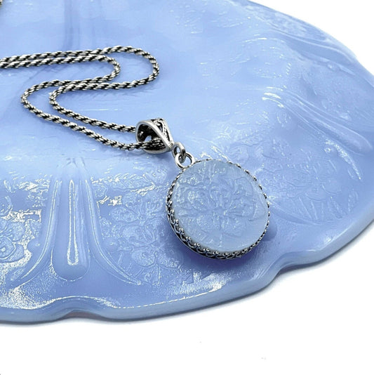 Jeannette Glass Delphite Cherry Blossom, Anniversary Gift for Wife, Vintage Depression Glass Jewelry, Unique Gifts for Women