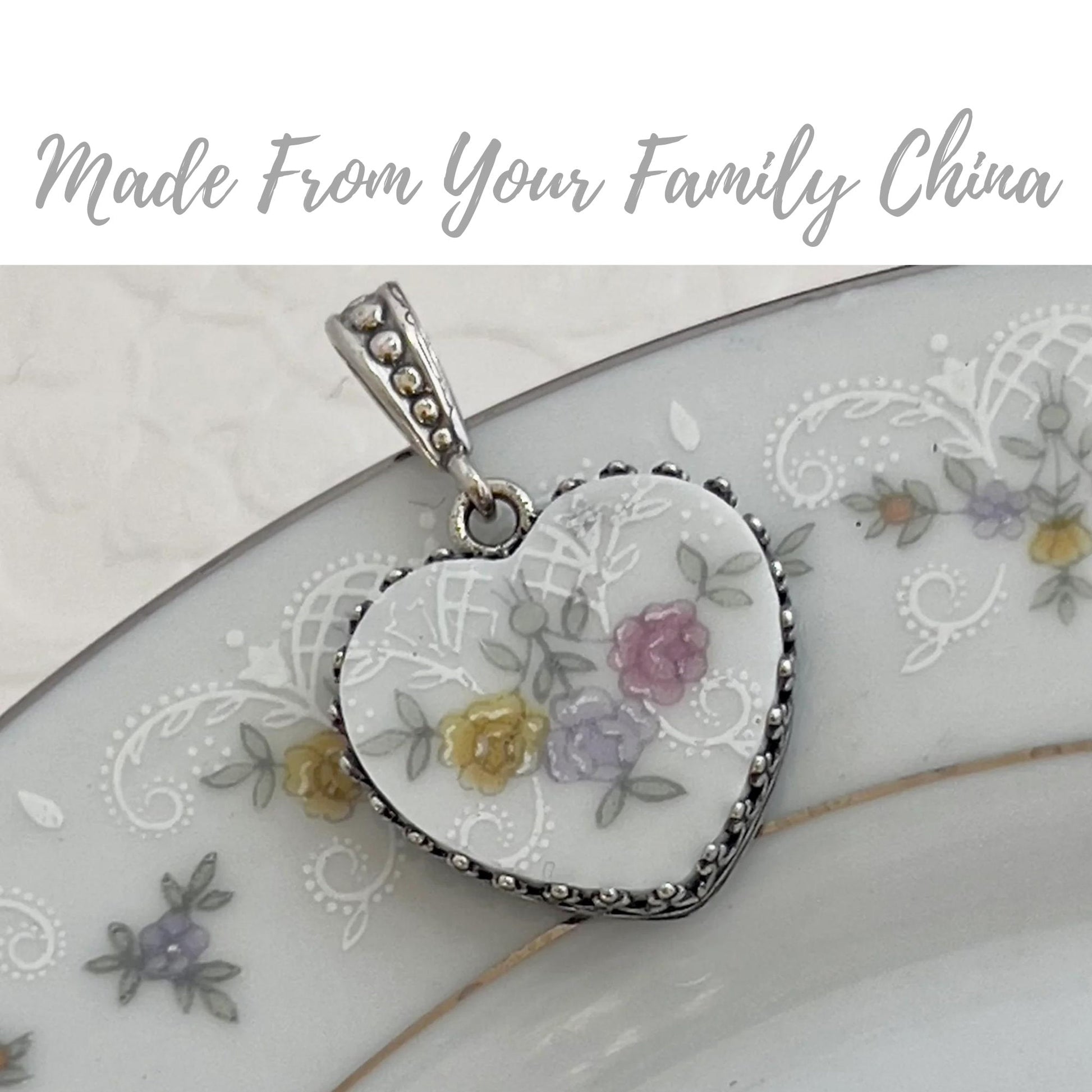 CUSTOM ORDER Dainty Heart China Necklace, Broken China Jewelry, Custom Memorial Jewelry, Family China Jewelry, Unique Jewelry Gifts