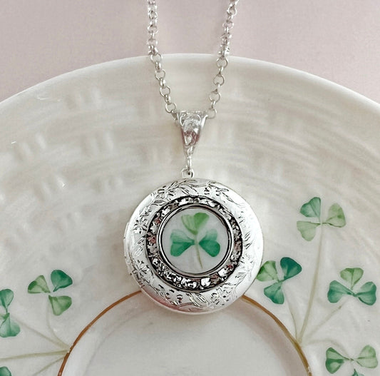 Belleek China Photo Locket Necklace, Broken China Jewelry Photo Locket, Unique Irish Gifts for Her, Gifts for Women