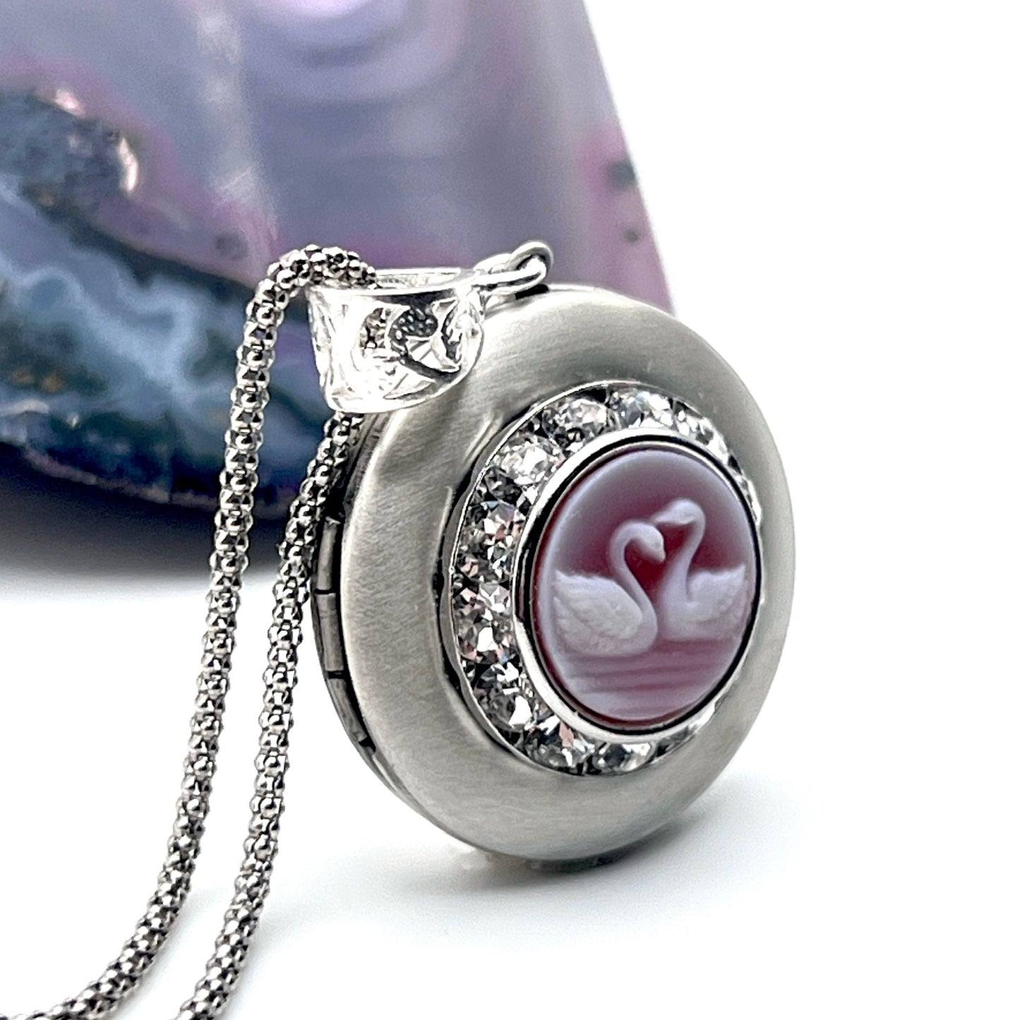 Romantic Cameo Locket, Victorian Photo Locket Necklace, Love Bird Anniversary Gifts, Valentines Day Gift for Wife